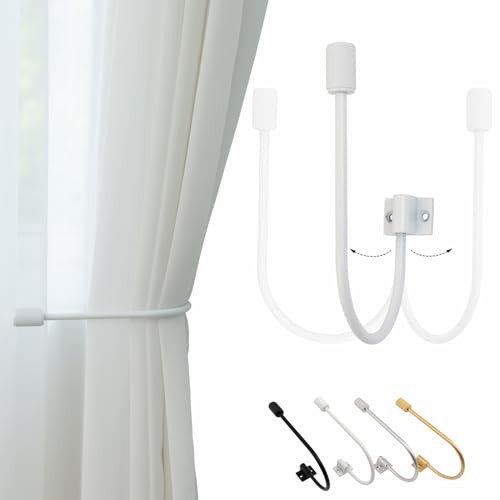 Metal Curtain Tiebacks Hooks Wall Mounted Decorative Drapery Cylindrical White