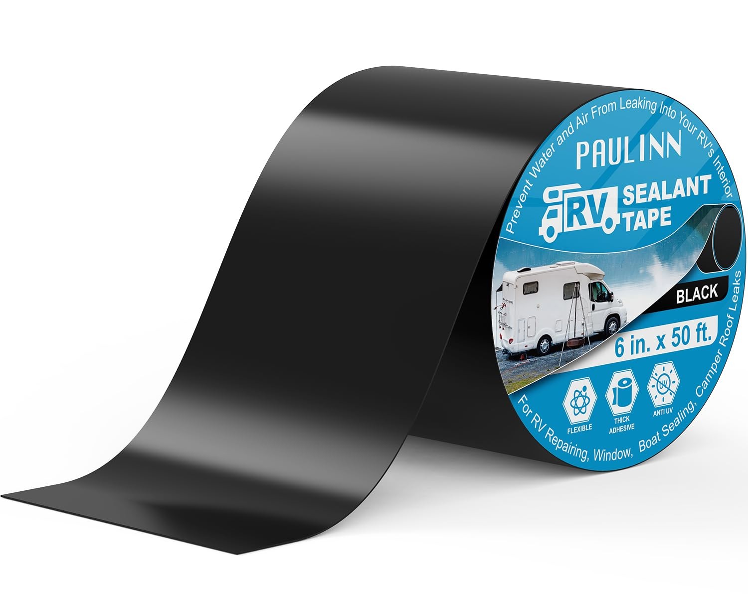 PAULINN Butyl Sealant Waterproof Tape, 6 Inch X 50 Foot Camper Roofing Tape B...