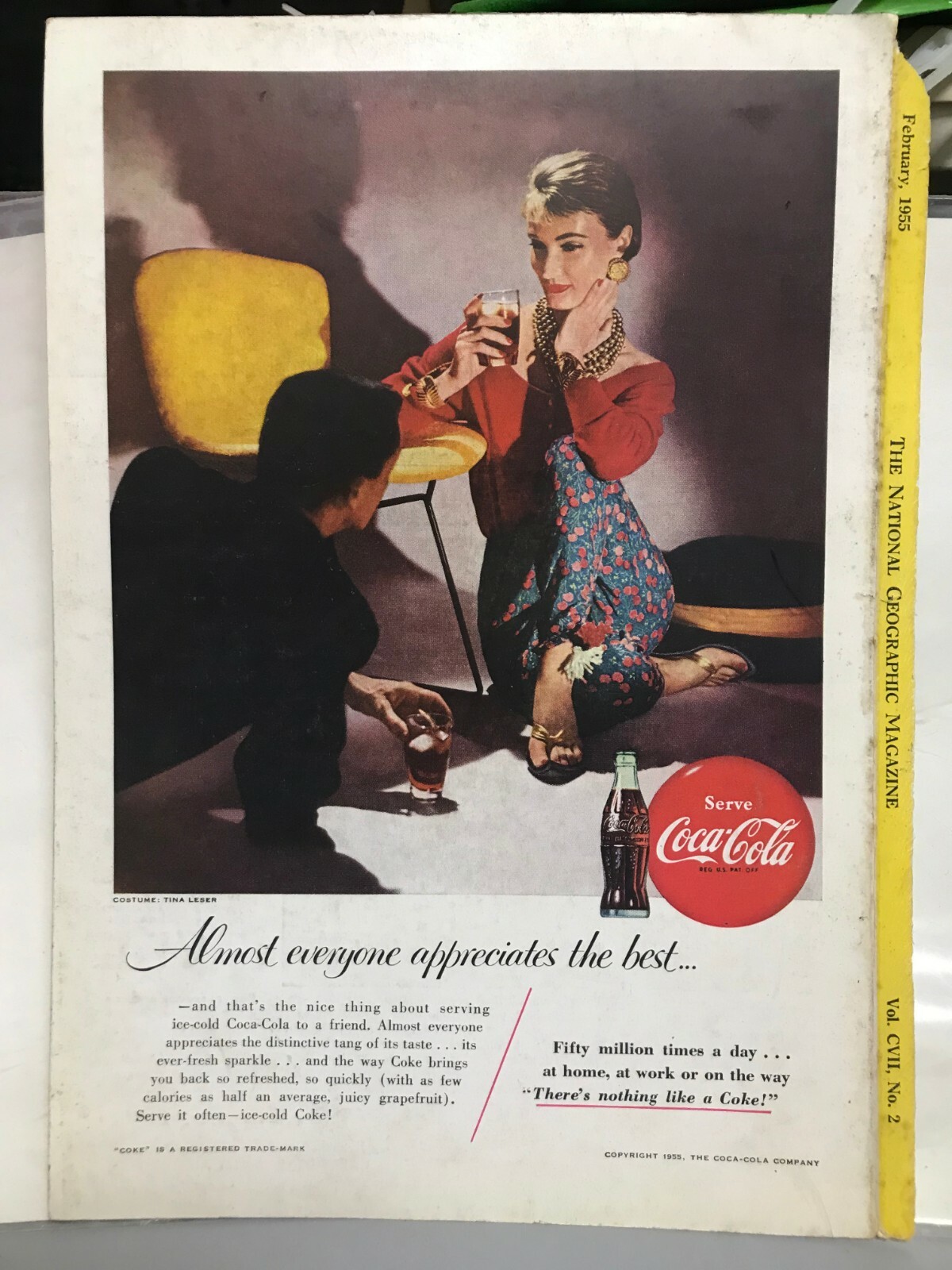 VTG 1955 Coca-Cola Original Ad 1950s Fashion Pretty Lady Classic Coke Decor