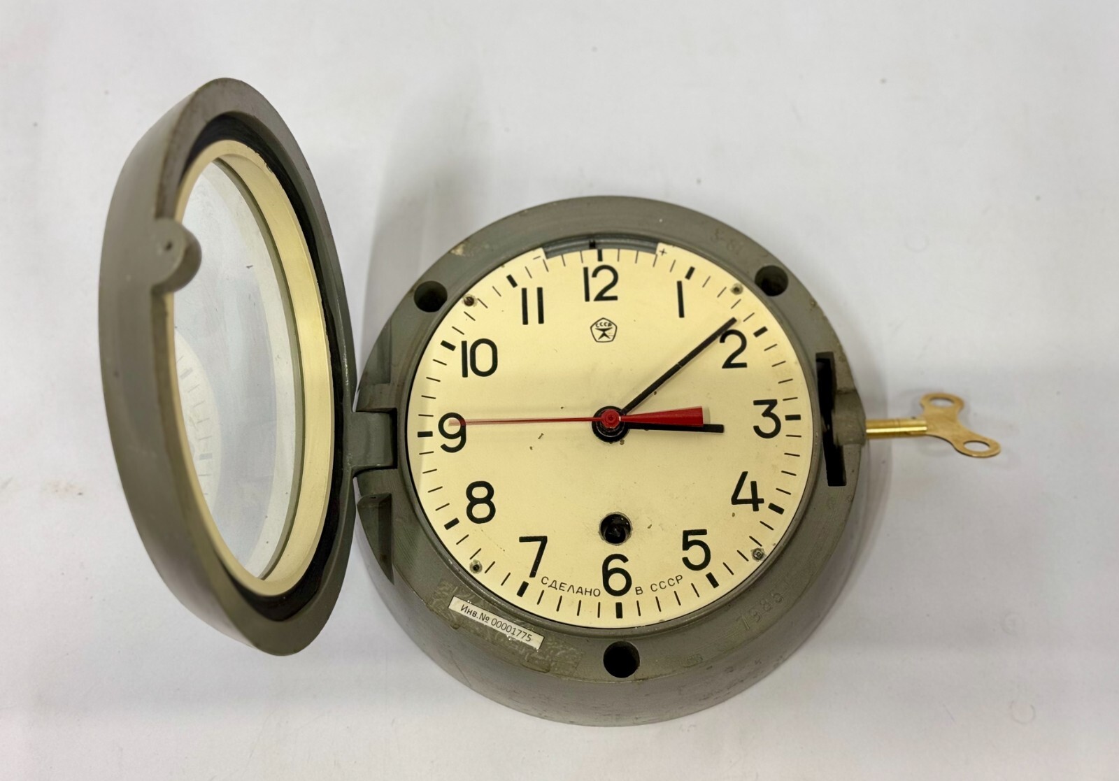 Vintage Russian CCCP Nautical Wall Clock Key Winding Mechanical Ship Timepiece