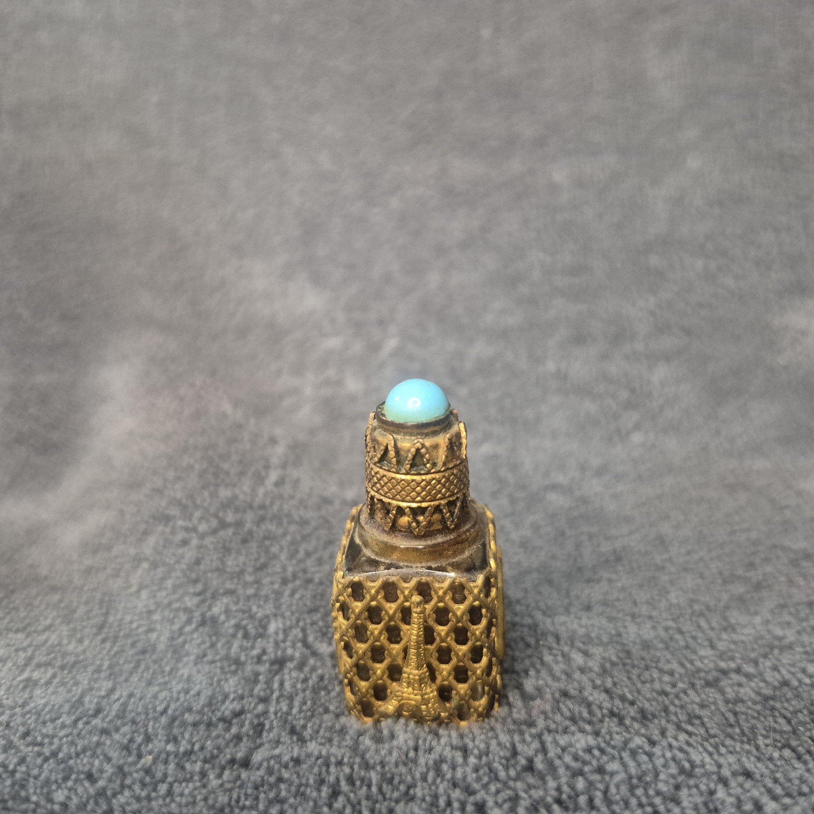 Antique Miniature Filigree Perfume Bottle Lid Stuck Closed