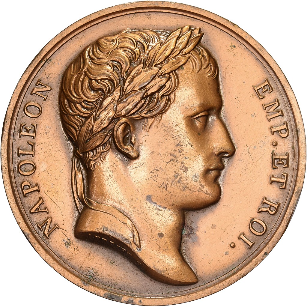 [#398110] France, Medal, Napoléon Empereur et Roi, Bronze, Andrieu, Restrike, AU