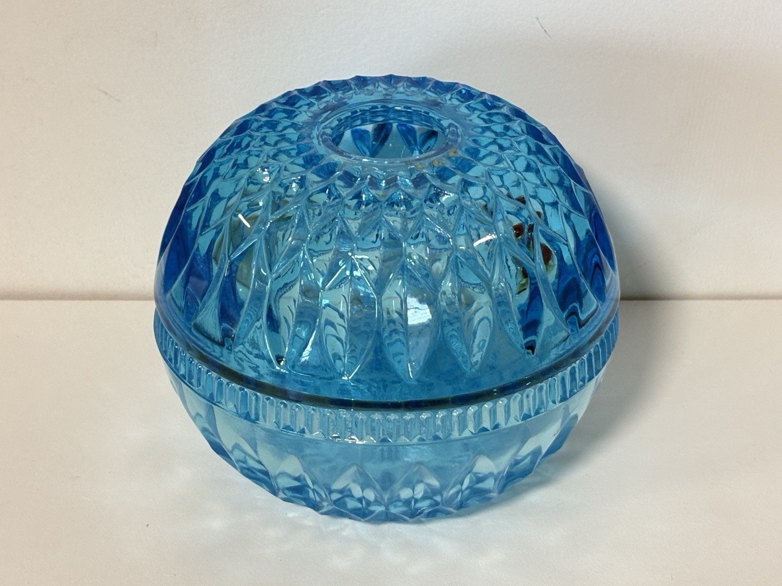 Vintage Indiana Glass Blue Mt Vernon Fairy Lamp