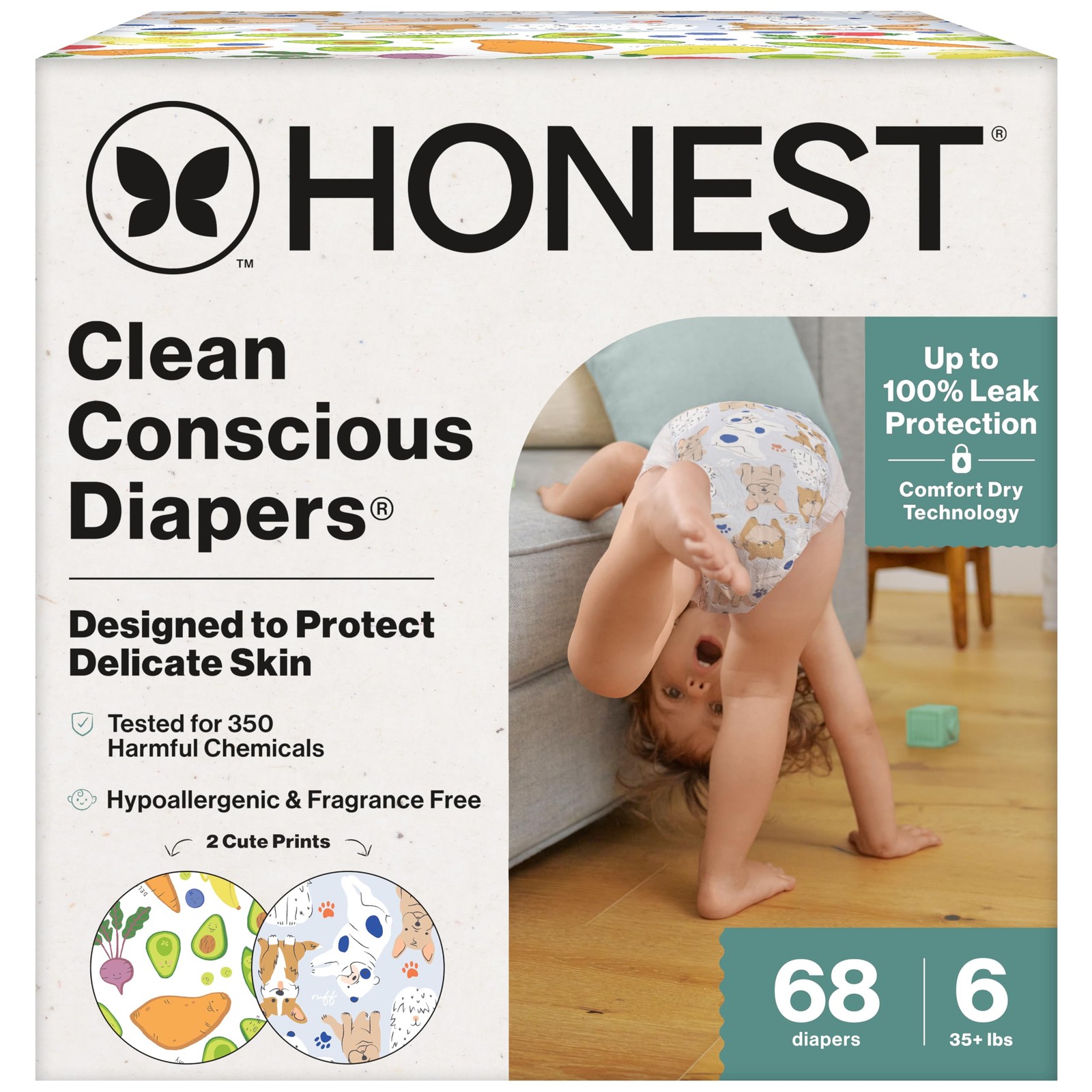 Disposable Diapers Size 6 68 Count Hypoallergenic Fragrance Free The Honest
