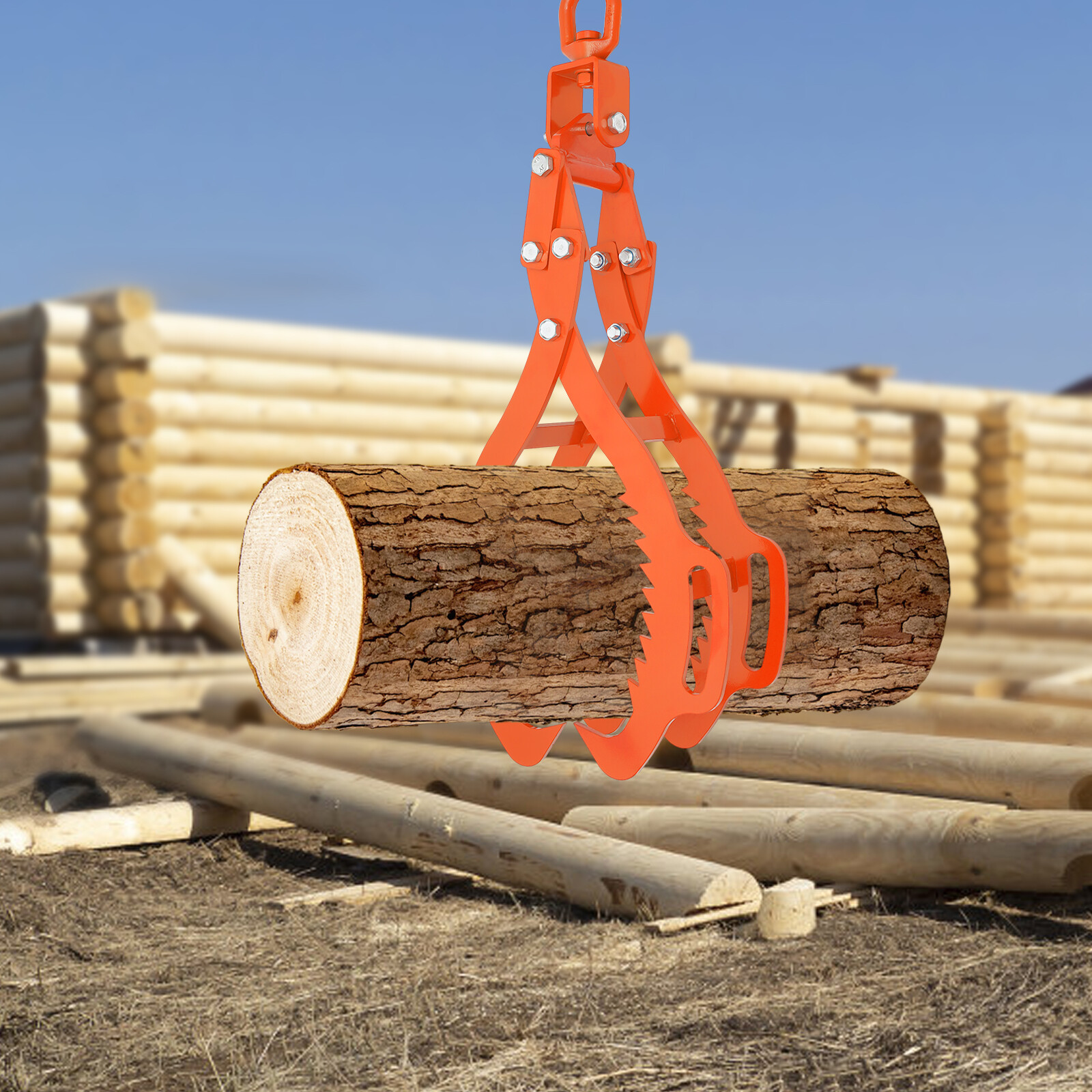 28in Log Lifting Tongs, Tractor Grapple, Heavy Duty,4 Claw Timber Carbon Steel