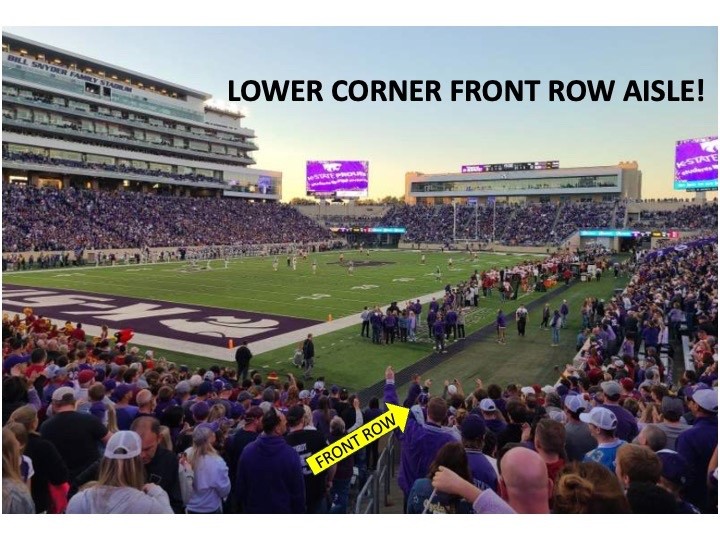 2 TICKETS KANSAS STATE  vs KANSAS JAYHAWKS 10/17 - LOWER CORNER FRONT ROW AISLE!