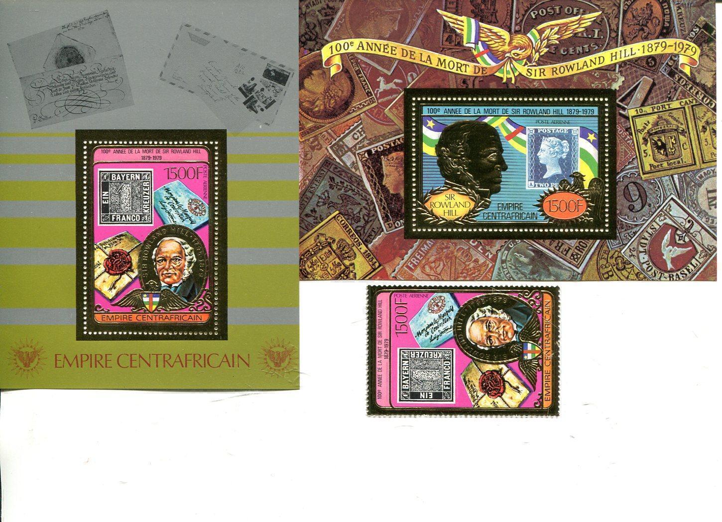 Central African Republic Block 46 - 47 + No. 598 A ** Rowland Hill (MNH)