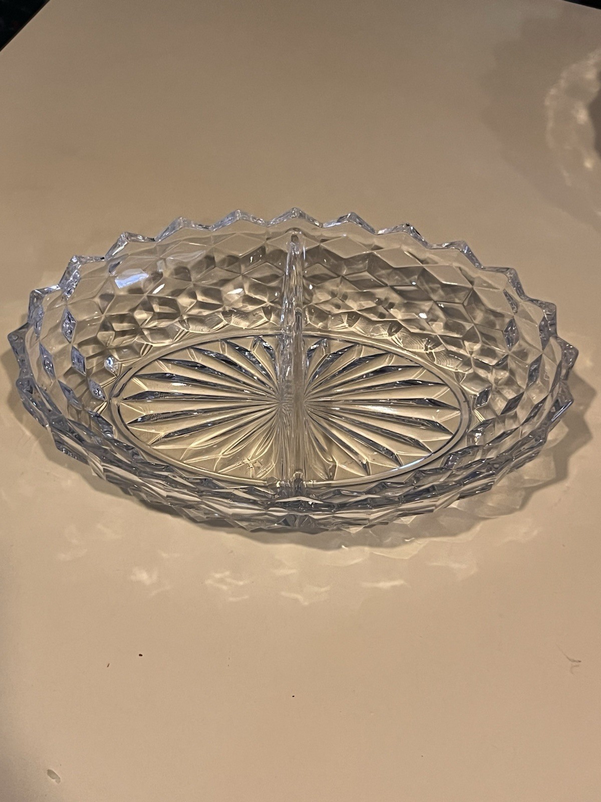 Vintage Elegant Fostoria Glass American Divided Oval Relish Tray Dish