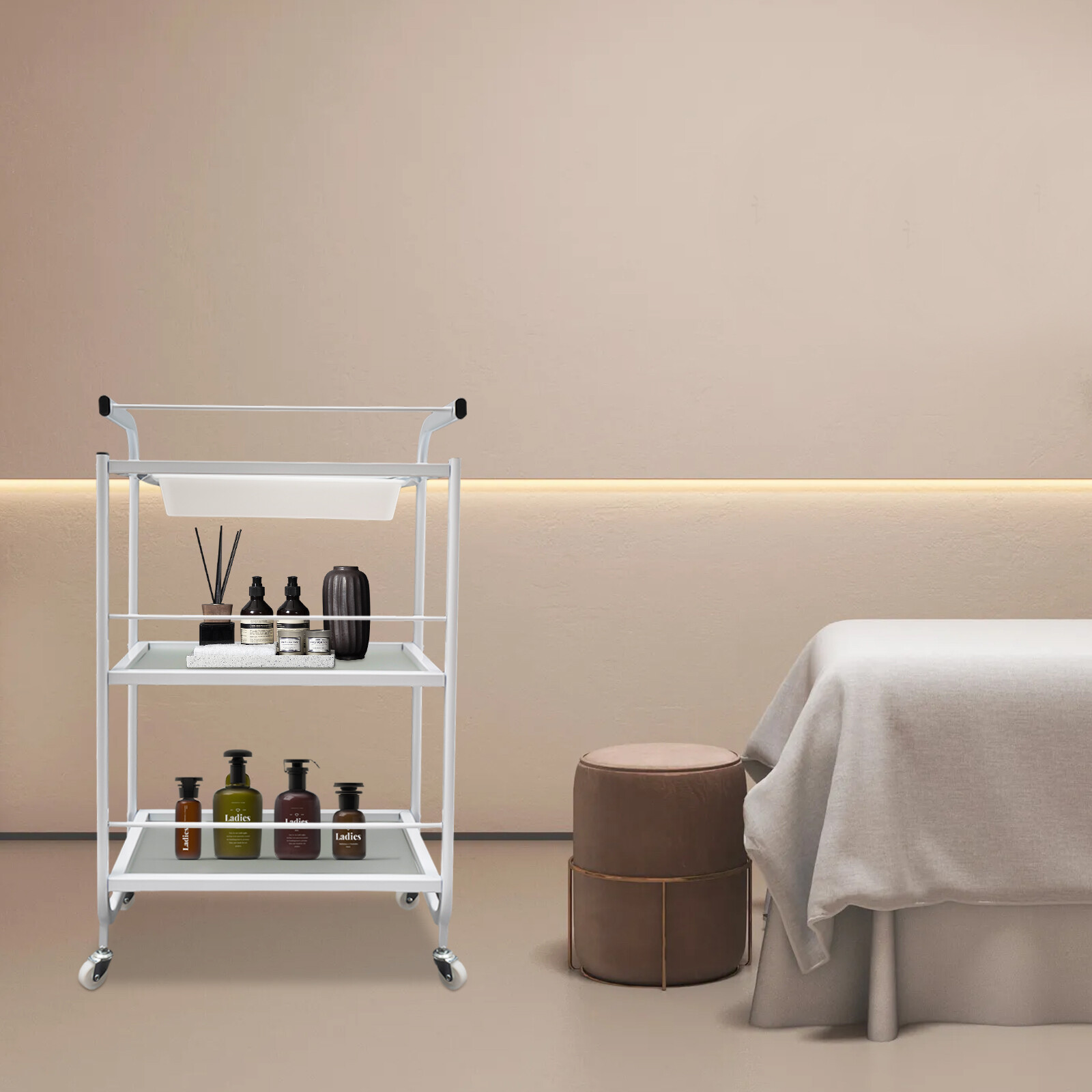 Rolling Trolley Cart SPA Beauty Salon Storage Organizer Stand With Wheels Drawer