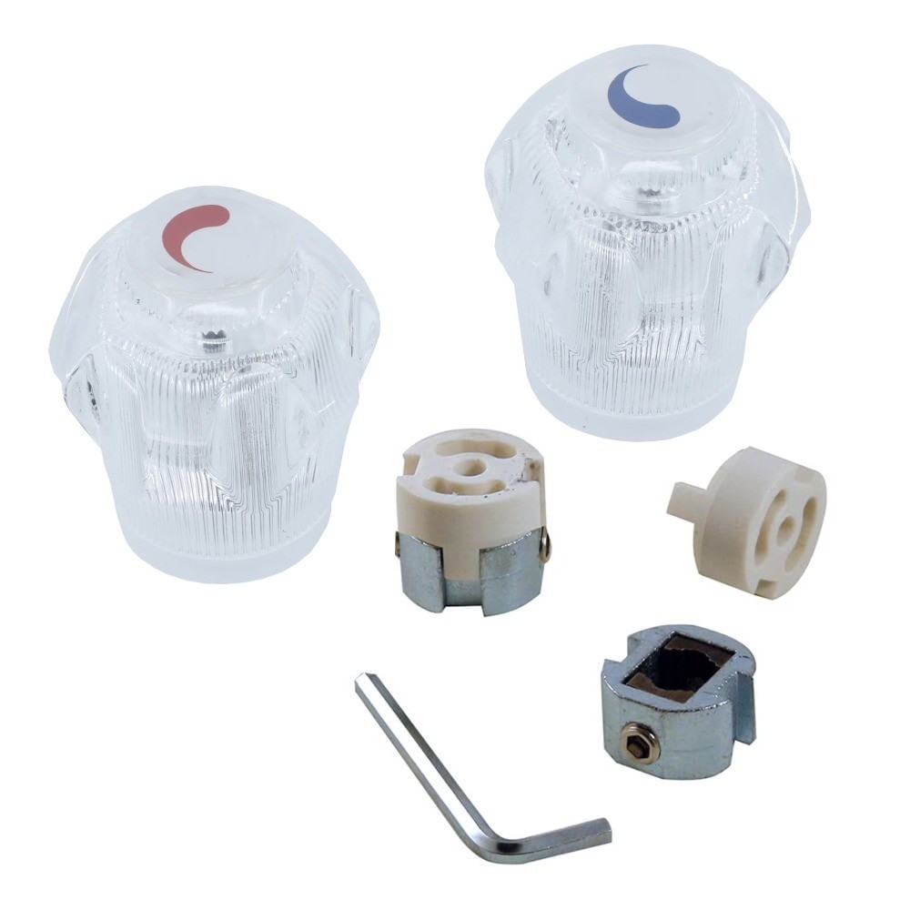 Universal Kitchen and Bathroom Faucet Handles in Clear Acrylic, 2-Pack, 0.5 lbs