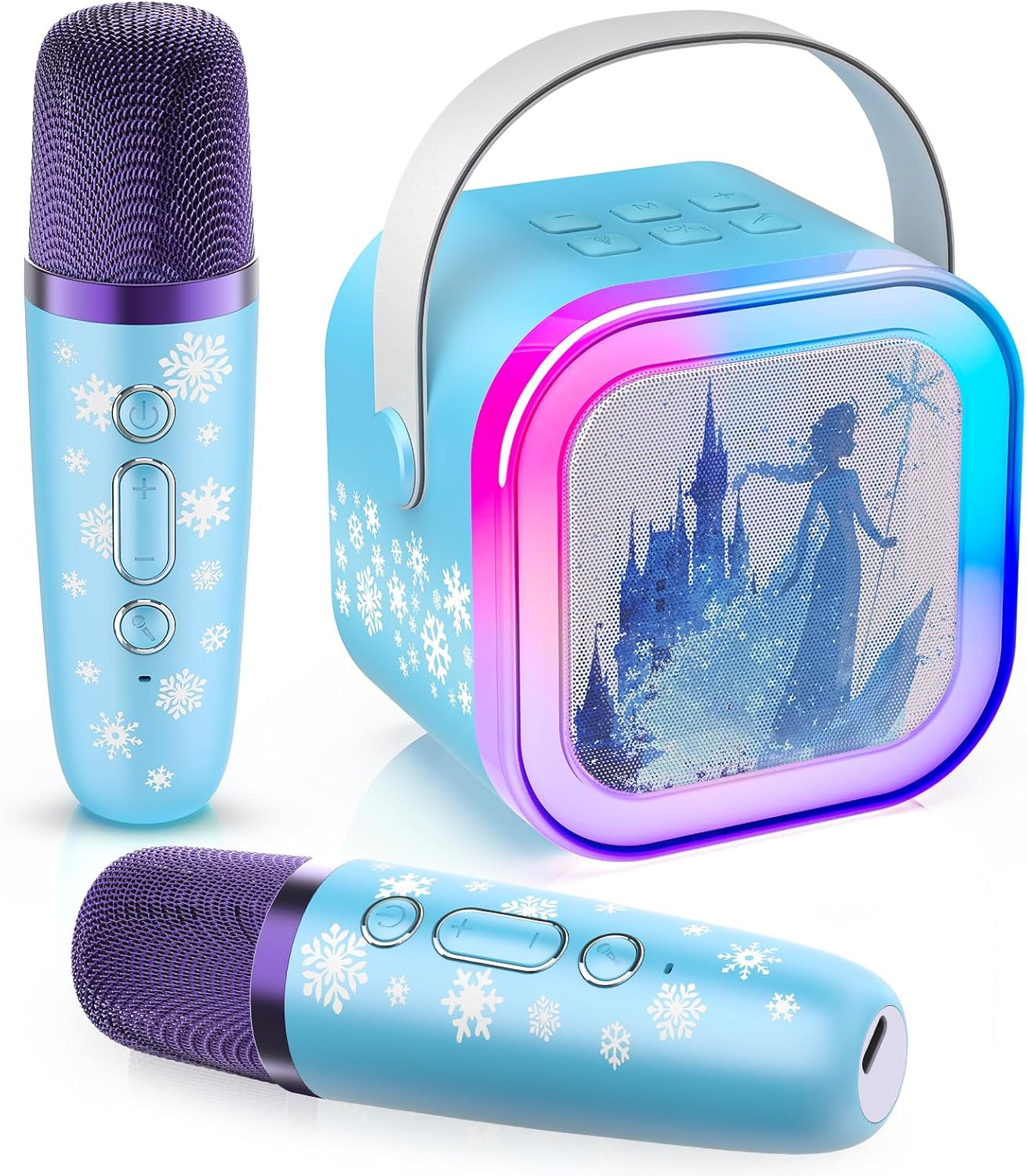 Mini Karaoke Machine for Kids Ages 3-12: Portable Bluetooth Speaker with 2 Wirel