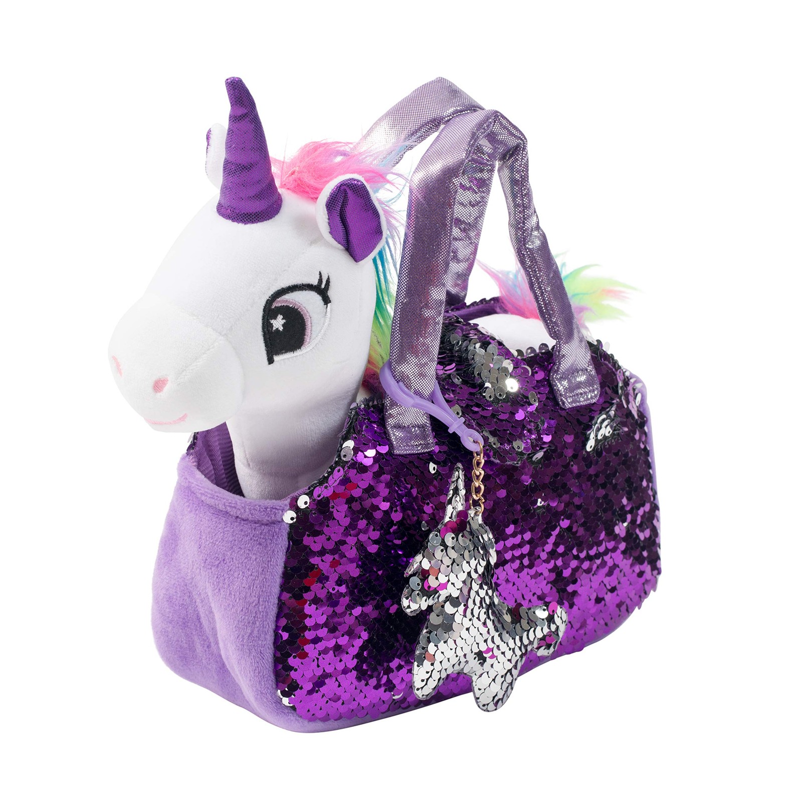 Little Jupiter Plush Pet Set w/Purse - Unicorn 12 inches, White 