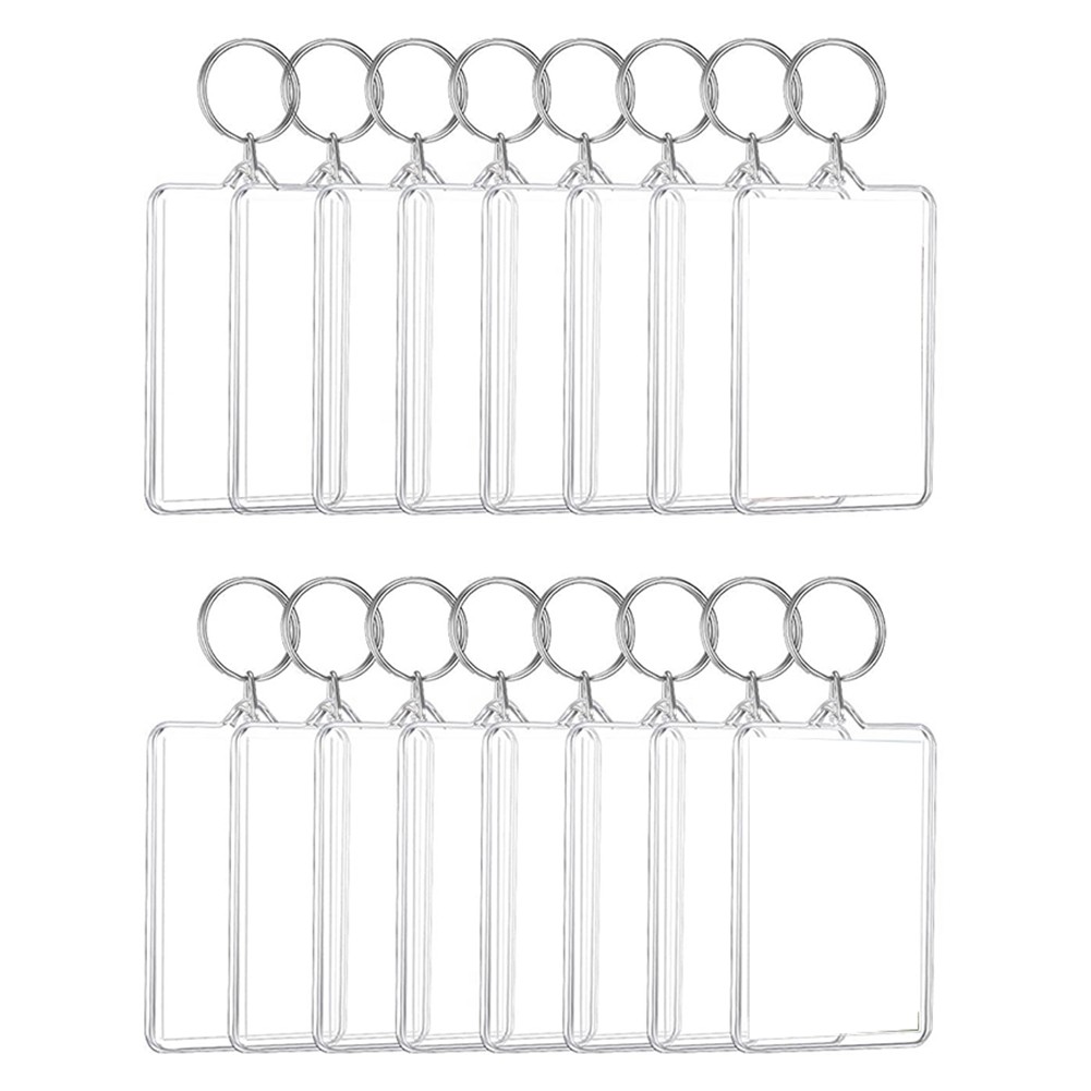 16PCS Acrylic Photo Frames Keychain Holder Photo Insert Blank Keyring For2607