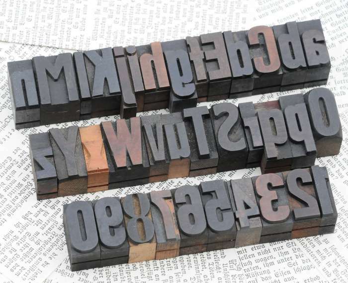 A-Z + 0-9 mixed alphabet letterpress wooden printing blocks wood type Vintage 