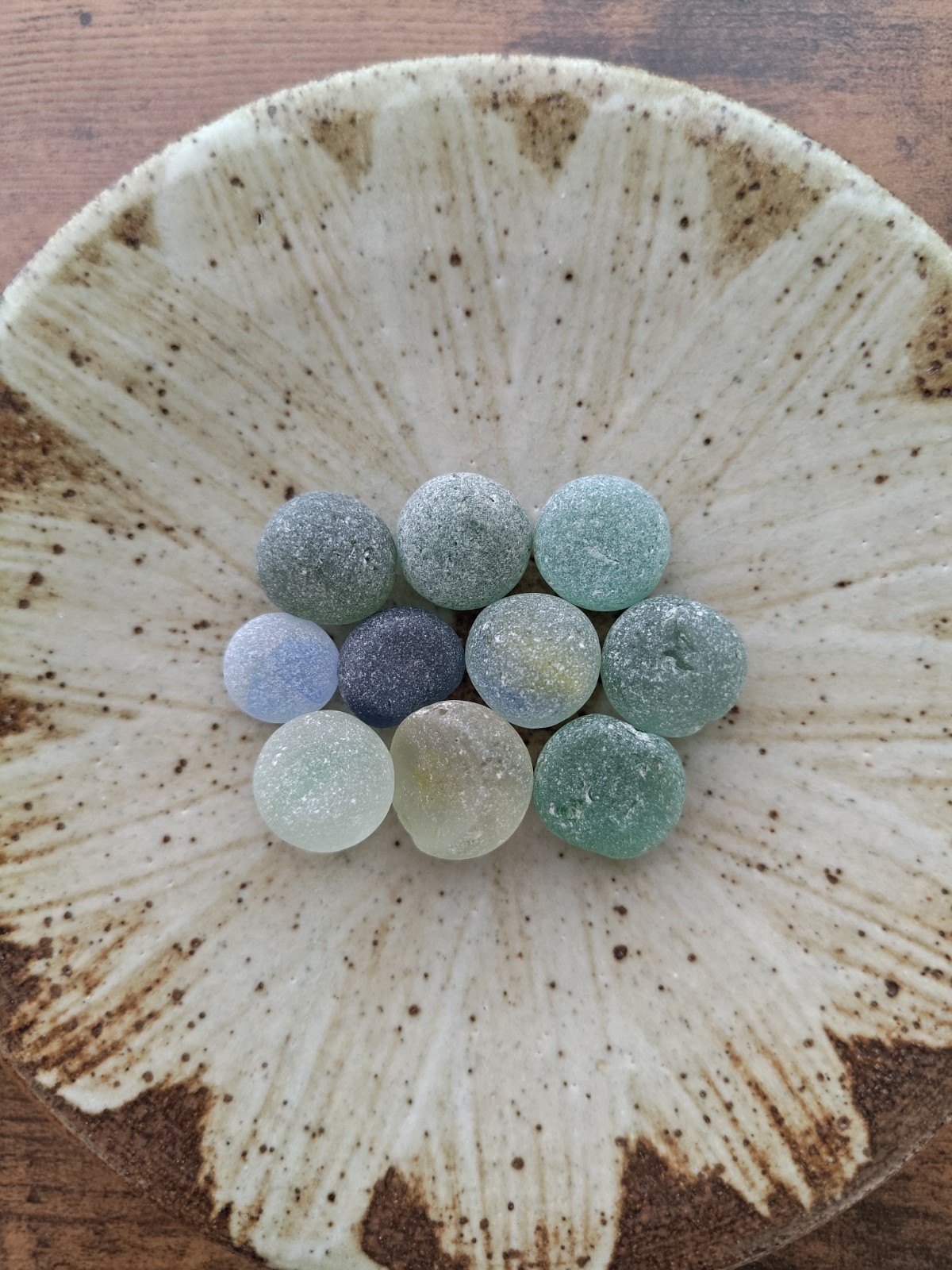 Set of 10 sea marbles, beach glass, N59
