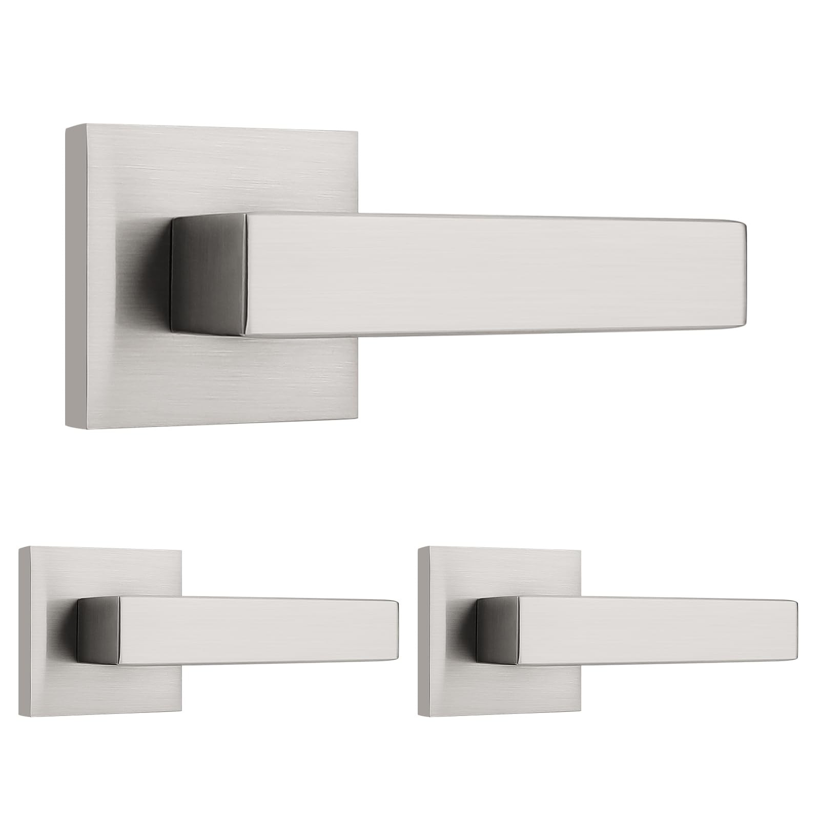 Probrico 3 Pack Door Lever Dummy Lever Door Handle for Closets French Doors,Squa