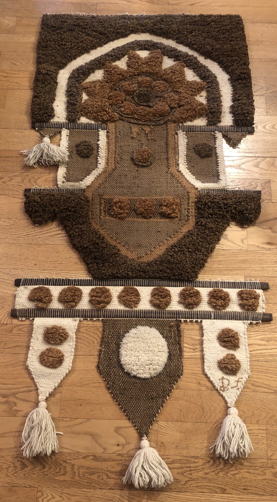 DON FREEDMAN Style MCM Boho Woven Fiber Art Textile WALL HANGING Folk Tapestry