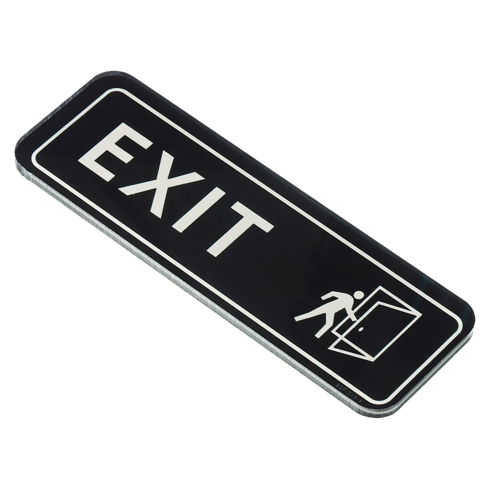 EXIT sign, acrylic 6"x2" sticker holder mounting strips, black