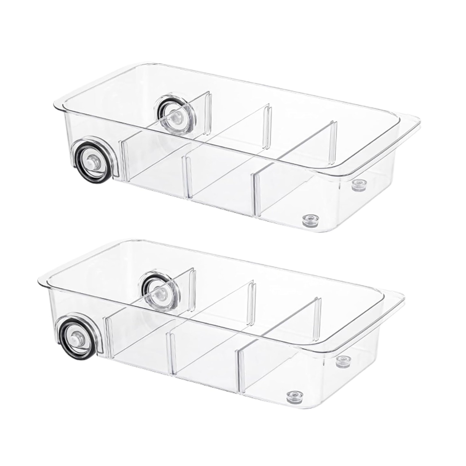 Fridge Organizer Bins With Wheels, 2 Pack Roll Out Refrigerator Organizers An...