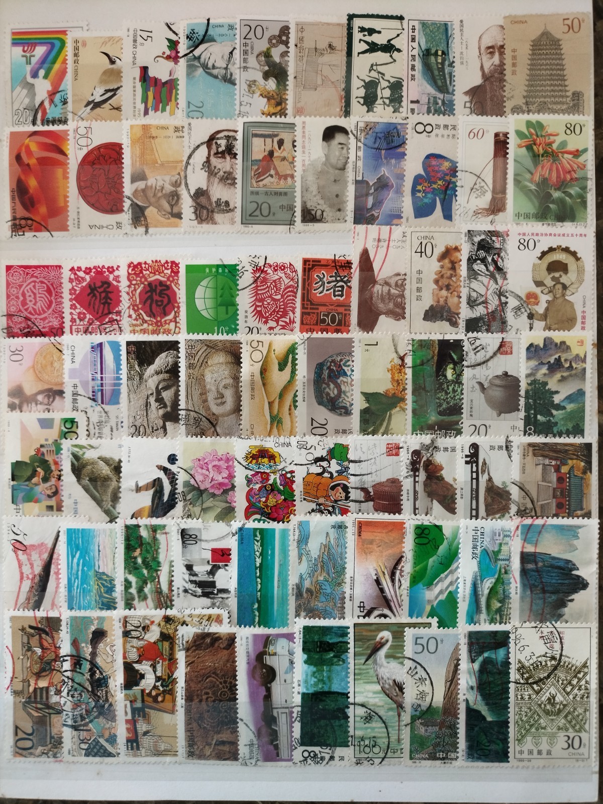 China Stamps - 70 Diff. All Large Commemorative F/VF Used 1990 Onward