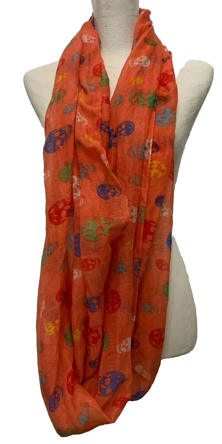 Skulls Wide Multi Loop Circle Eternity Infinity Scarf 