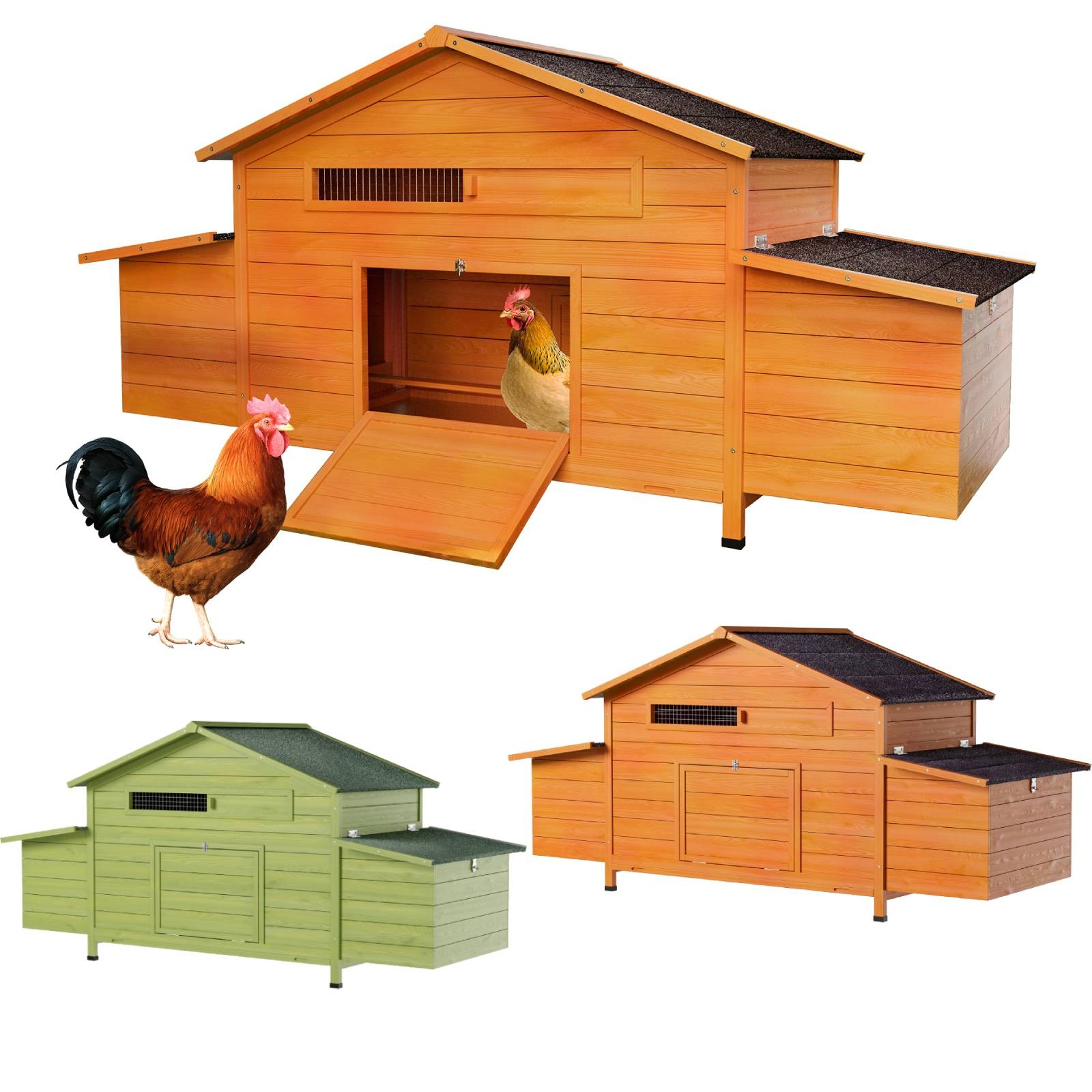 Large Wooden Chicken Coop with Nesting Box Wood Outdoor Hen House Rabbit Hutch