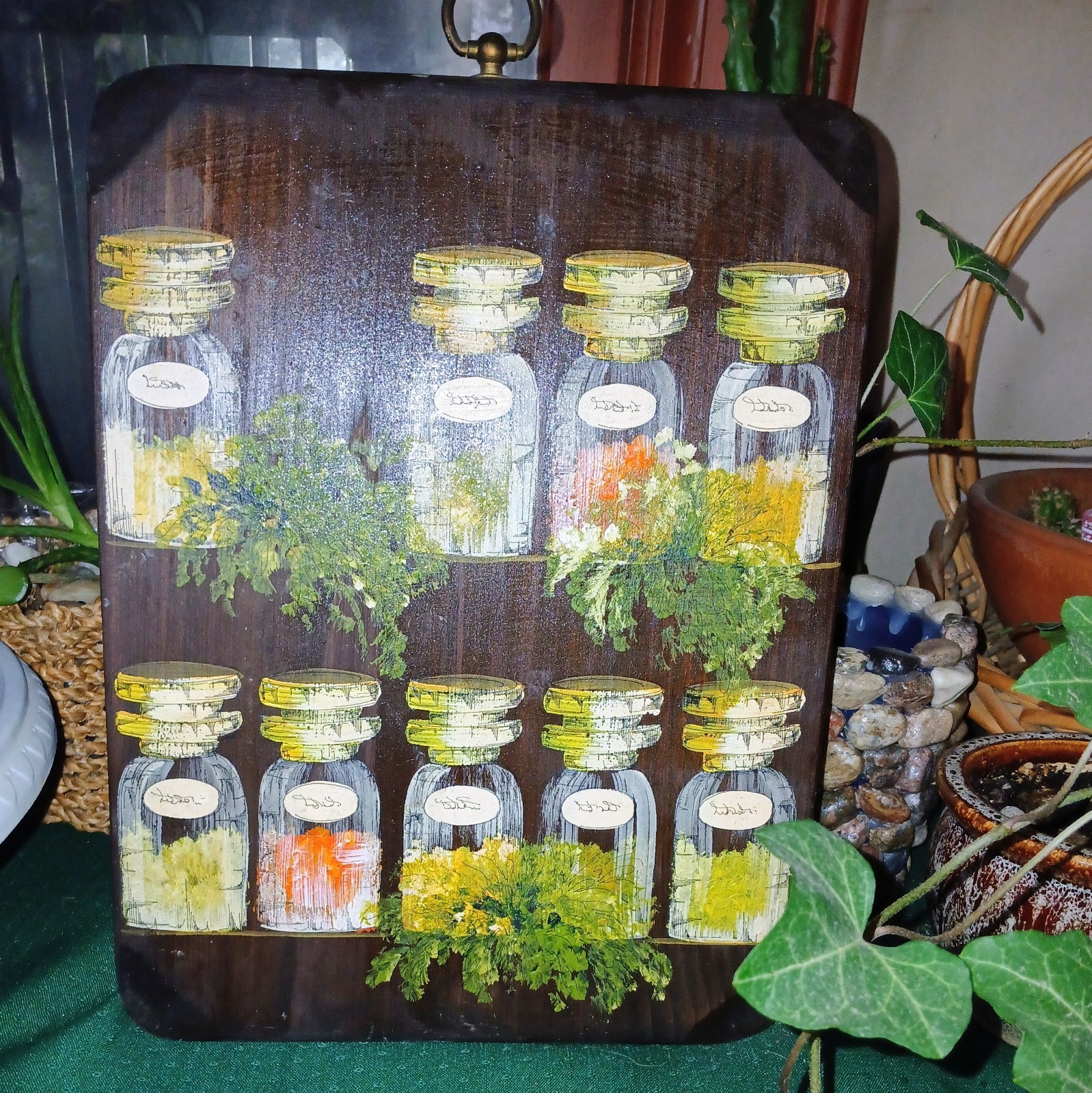 Vintage Wooden Kitchen Sign  Herbs & Spices  Wall Decor Primitive Rustic Country