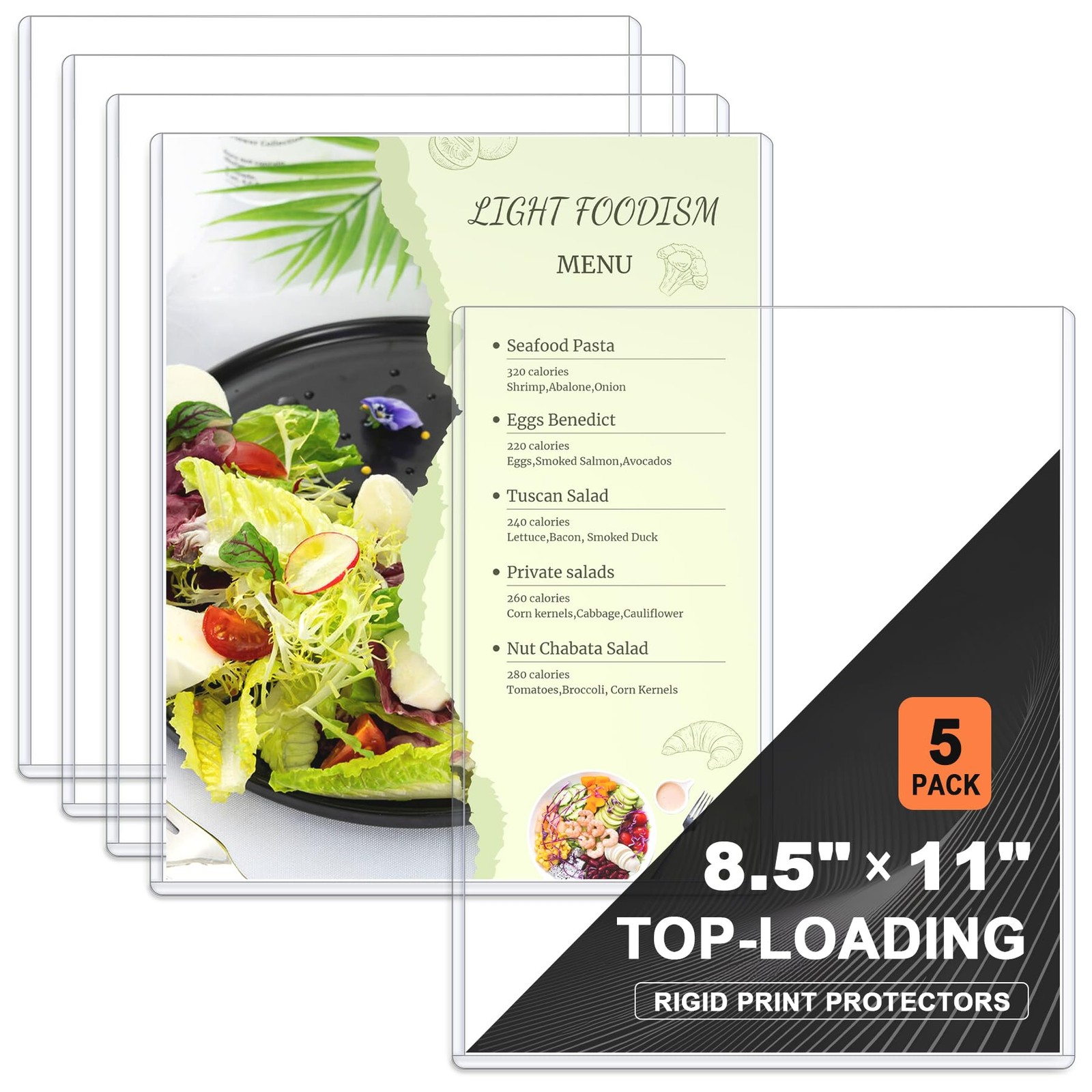 Ndsox 5 Pack 8.5" x 11" Rigid Print Protectors Clear Hard x 11", 