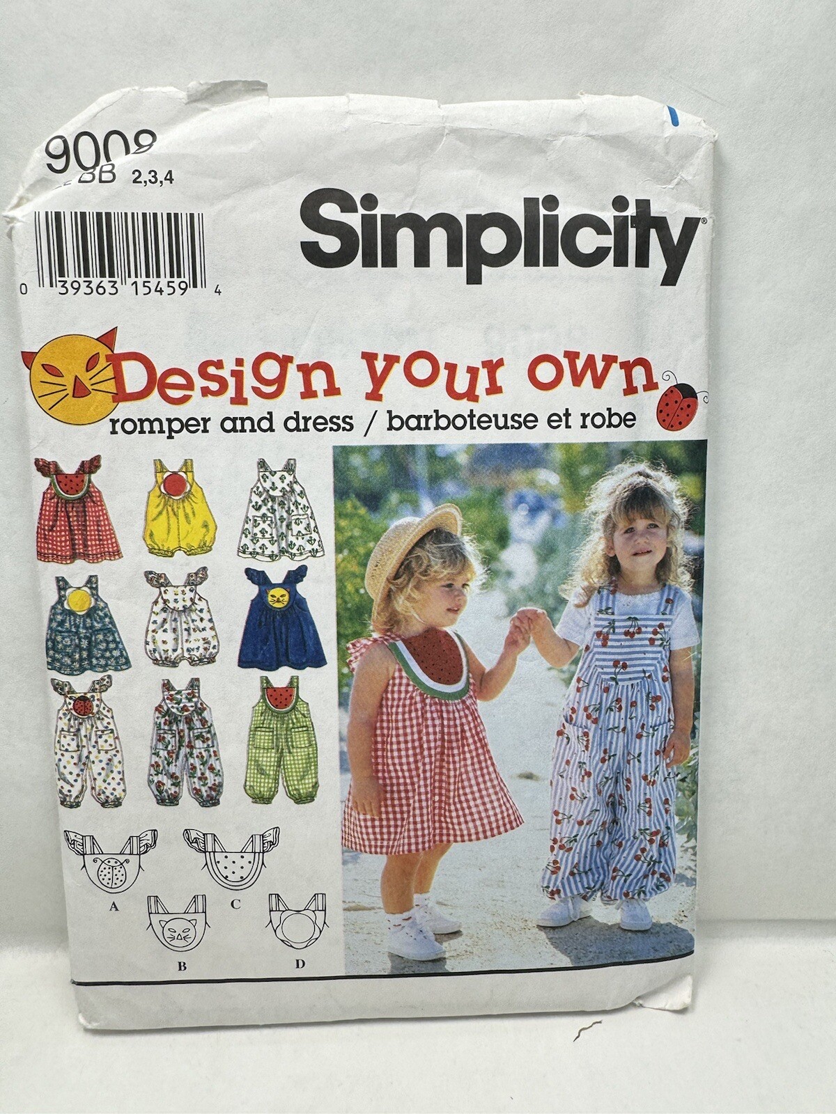 Simplicity 9008 Girls Romper Dress Bloomer Shorts Pattern 2-4 *Uncut*
