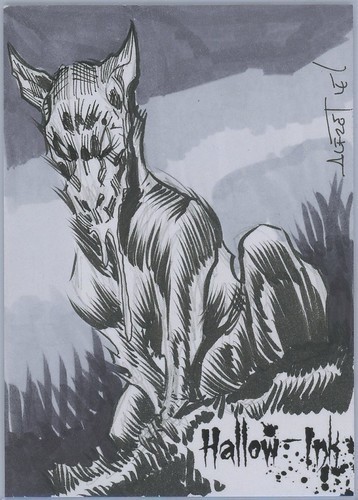 2019 Perna Studios Sketch Card Halloween 4 Hallow Ink Le Demon Dog