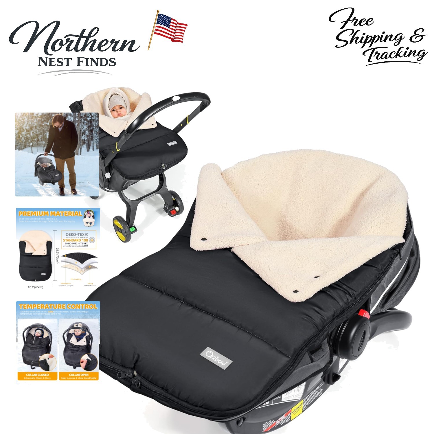 Luxury Winter Car Seat Cover for Infants - Adjustable Collar & Waterproof Design