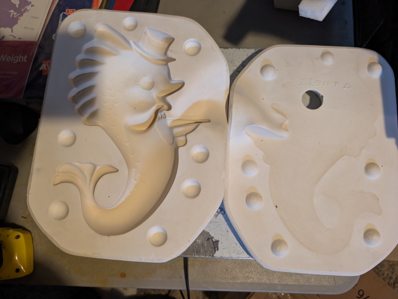 Anamorphic FISH With Hat Vintage Slip Casting Ceramic Mold