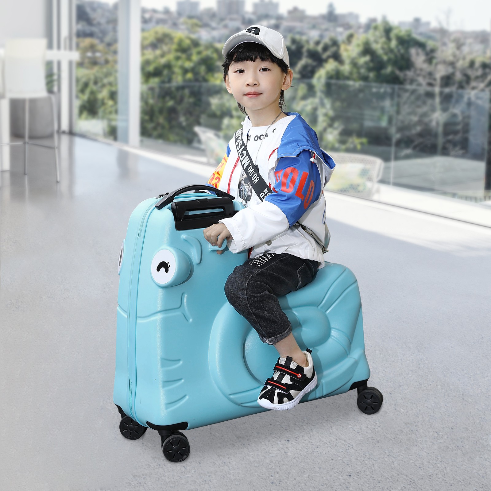 Kids Ride-on Luggage Suitcase, Carry On Trolley Luggage with Password Lock, 20"