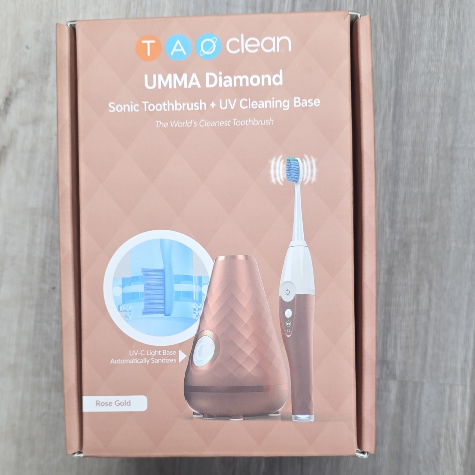 TAO Clean UMMA Diamond Sonic Toothbrush Rose Gold UV Cleaning Base Self-Cleaning