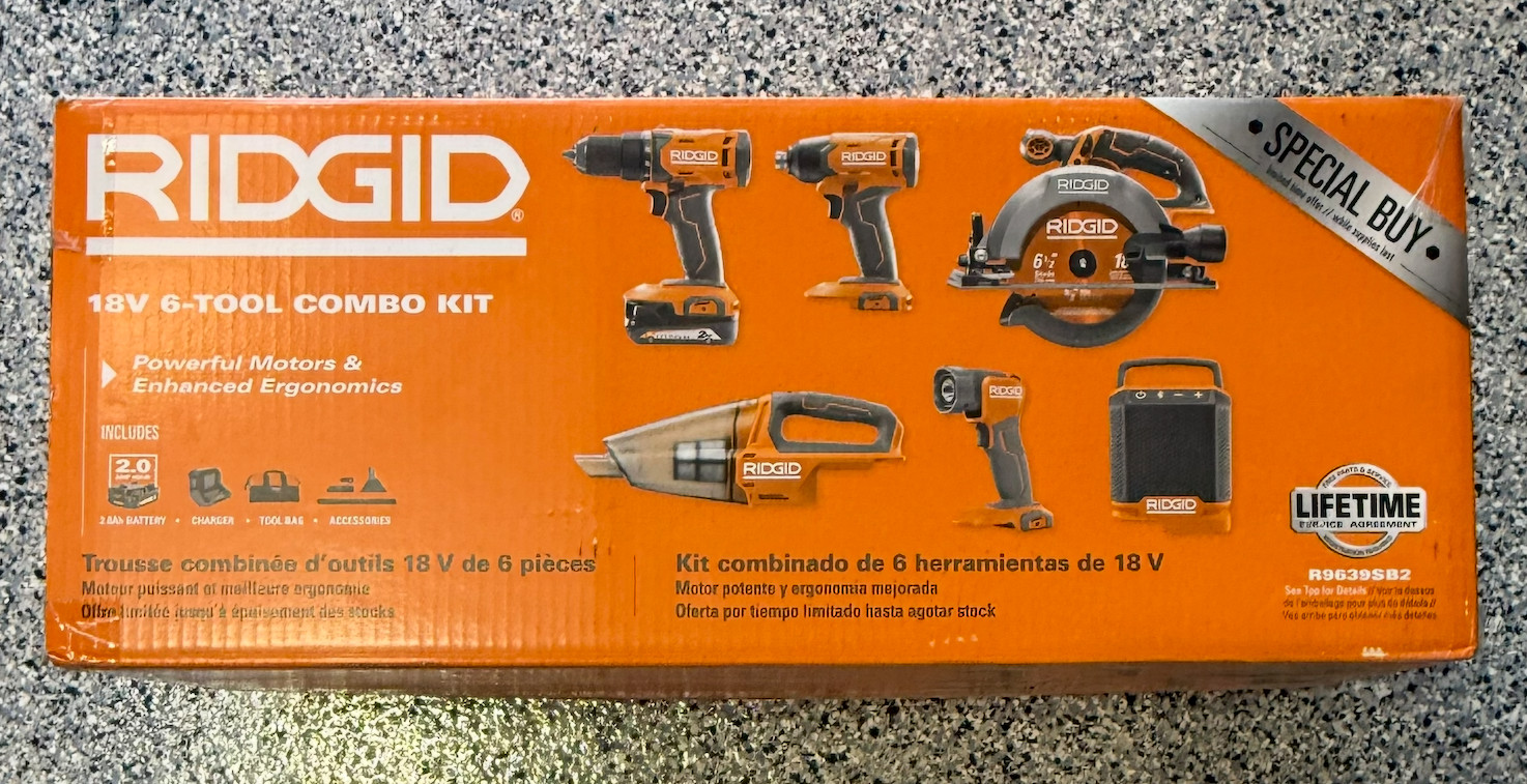 ⚡FAST SHIP⚡RIDGID R18V Cordless 6-Tool Combo Kit 2.0 Ah BRAND NEW SEALED
