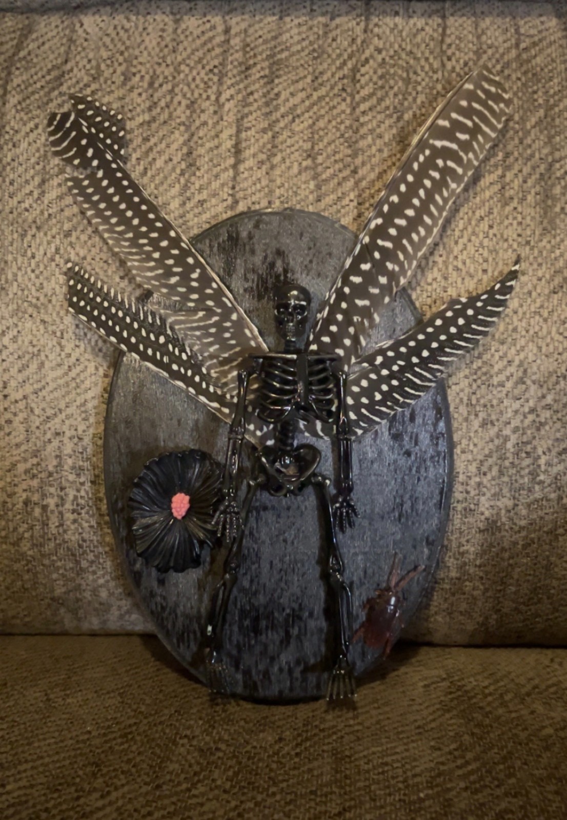 Deceased Fairy Skeleton Oddity Plaque Wall Decor Weird OOAK