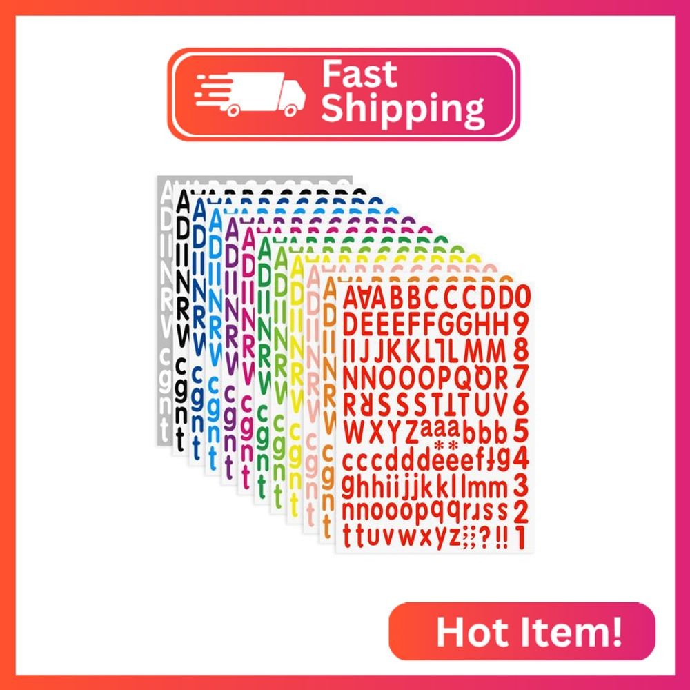 3024 Letter Stickers 24 Sheets Alphabet Number Stickers 1 Inch Vinyl Self-Adhesi