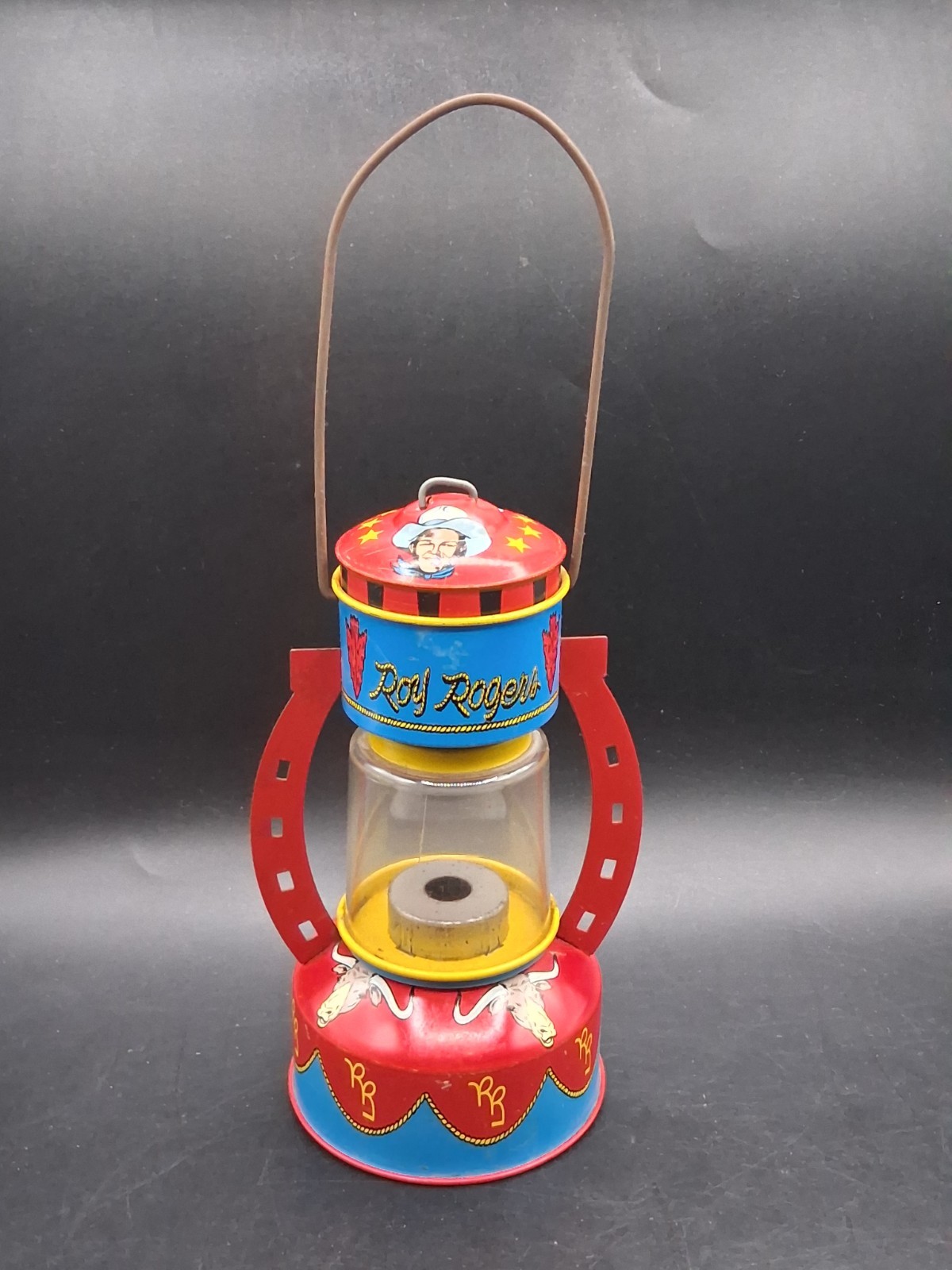 Vintage 1950s Roy Rogers Tin Litho Child’s Toy Lantern 8" With Plug