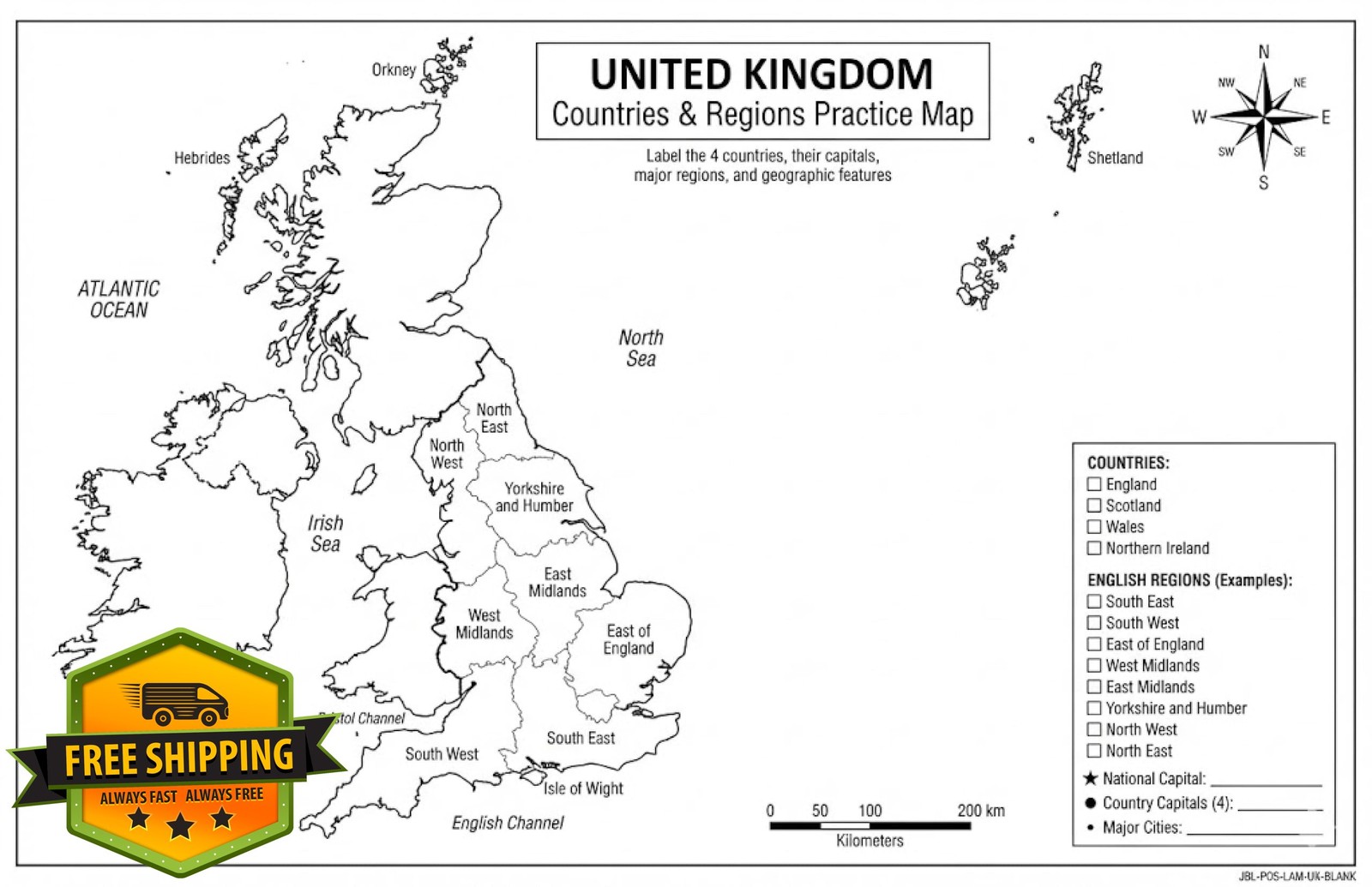 JELLY BEAN GENIUS UK Map Poster 11x17 Laminated Chart