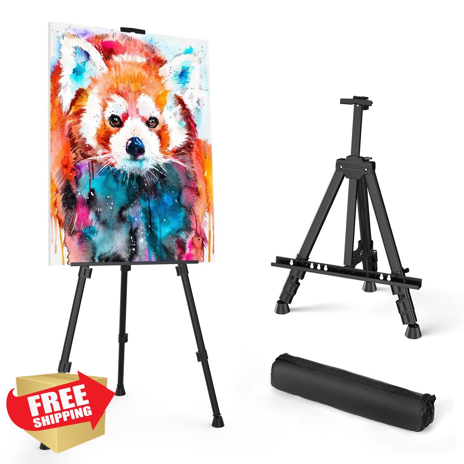 Portable Artist Easel Stand Aluminum Tripod Adjustable Display Black 17-66 inch