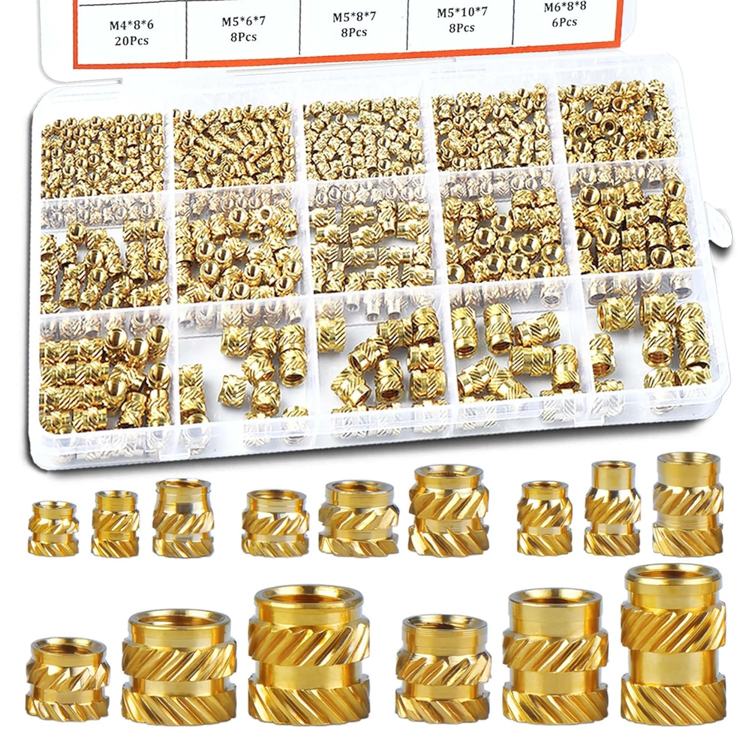 400 Pcs Zruosiniy Premium Brass Threaded Inserts Kit, M2 M2.5 M3 M4 M5 M6 Female
