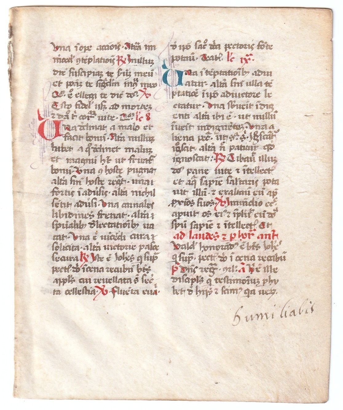 ILLUMINATED Medieval BREVIARY Book Hours MANUSCRIPT Vellum LEAF Lucca 1464 RARE