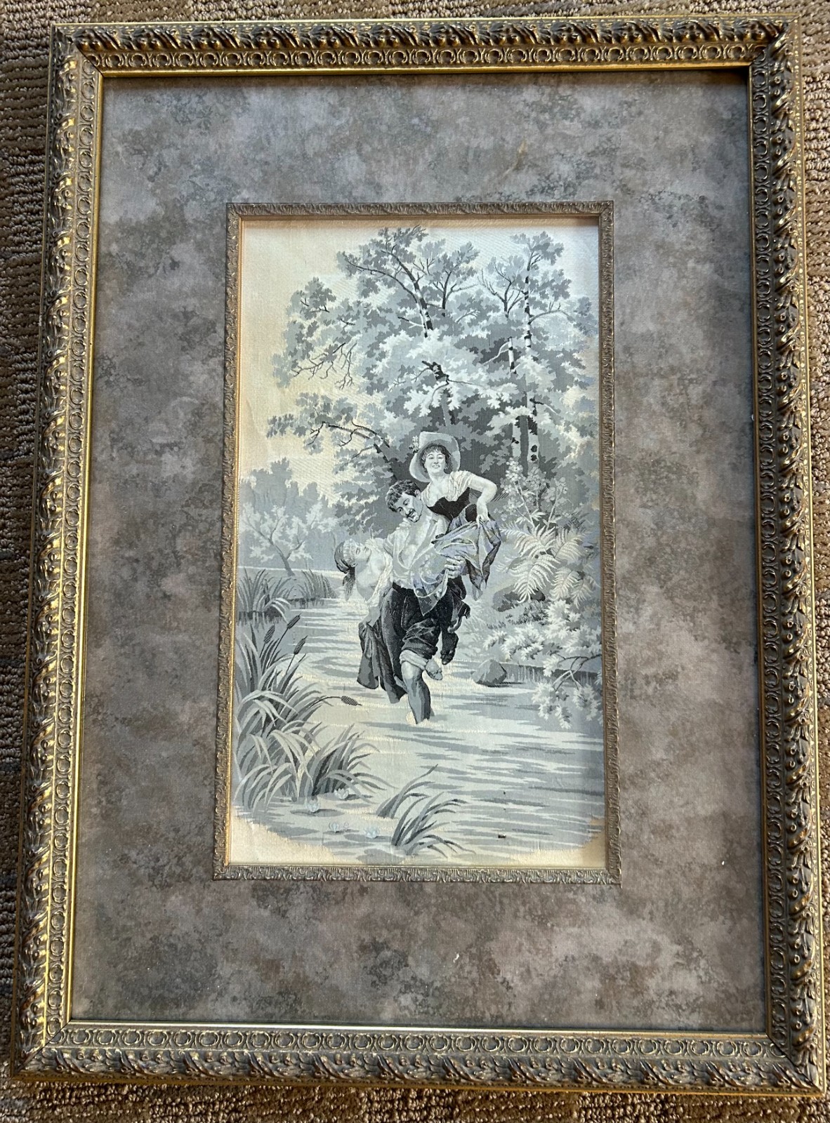 Woven Silk Picture French Antique Tapestry Staron & Meyer, Jacquard, Framed