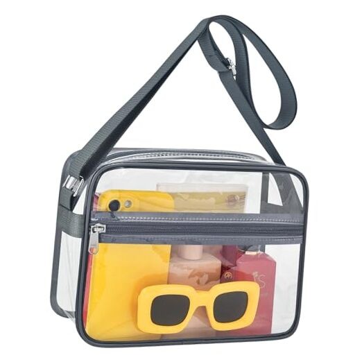  Clear Bag for Stadium Events Clear Messenger Bag Suitable for Concert Grey