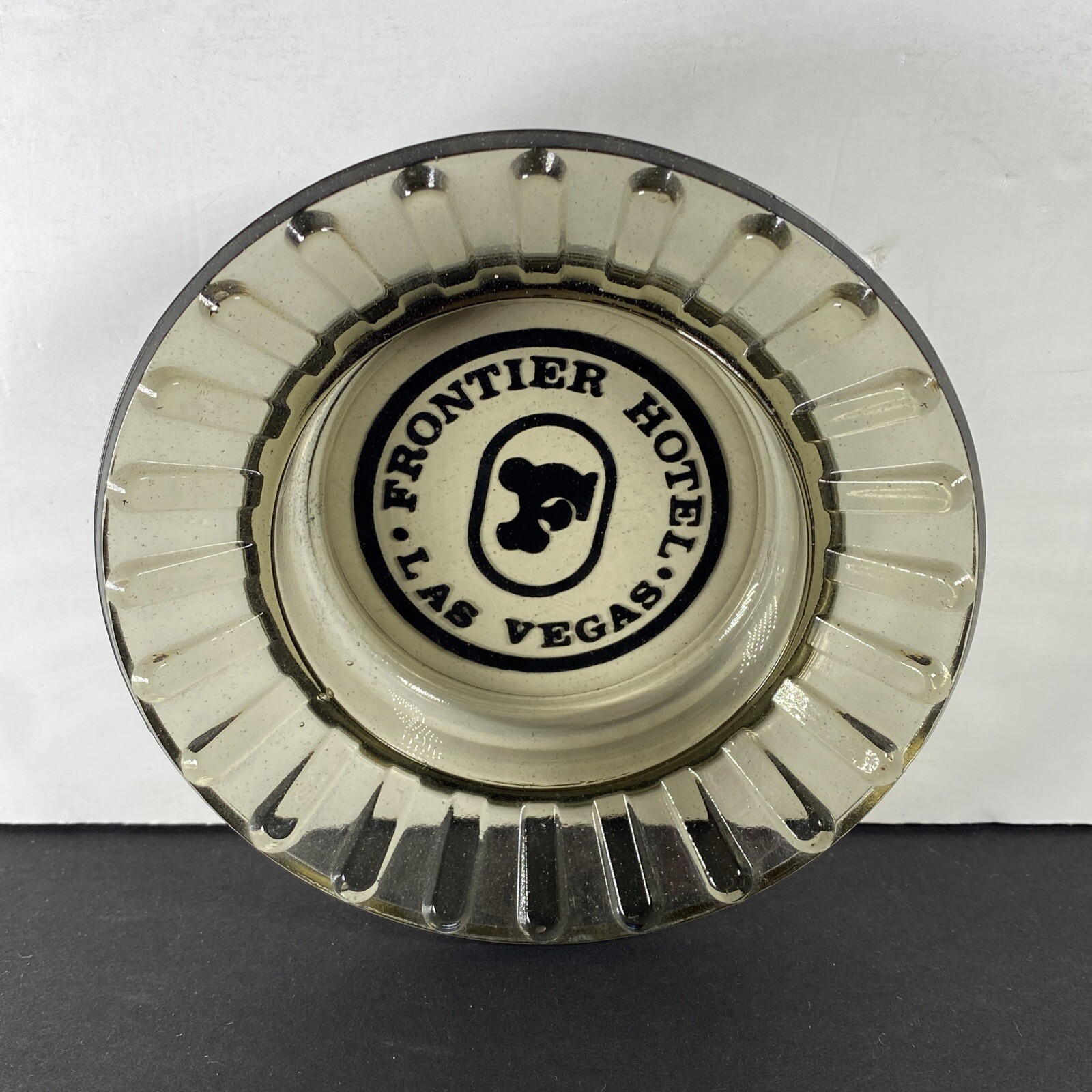 Vintage Frontier Hotel Las Vegas Ashtray Casino Smokey Glass Collectible