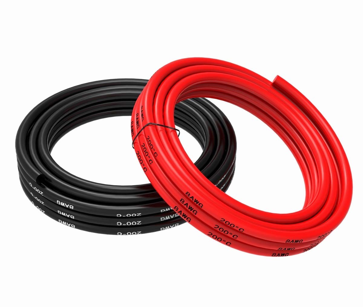 TUOFENG 8 AWG Silicone Wire 10ft Black Red High Temp Marine Electric Cable