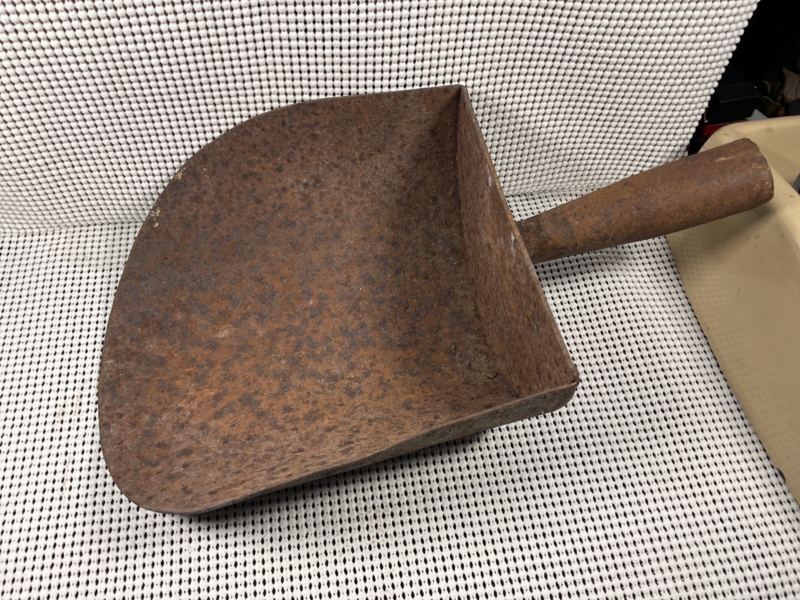 Antique Farmhouse All Metal Scoop and Rusty 13 1/2” Long x 7 1/2” Wide