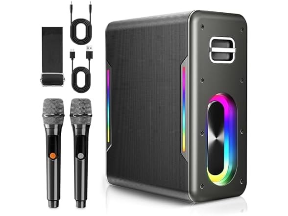 Myscenetang Karaoke Machine with 2 Wireless Microphones 