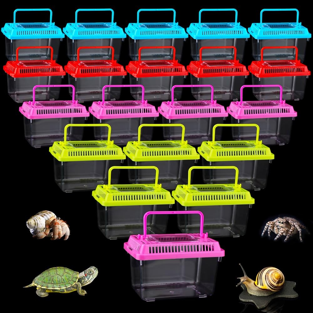 20 Pack Small Plastic Reptile Carrier Tarantula Enclosure Snake Breeding Box ...