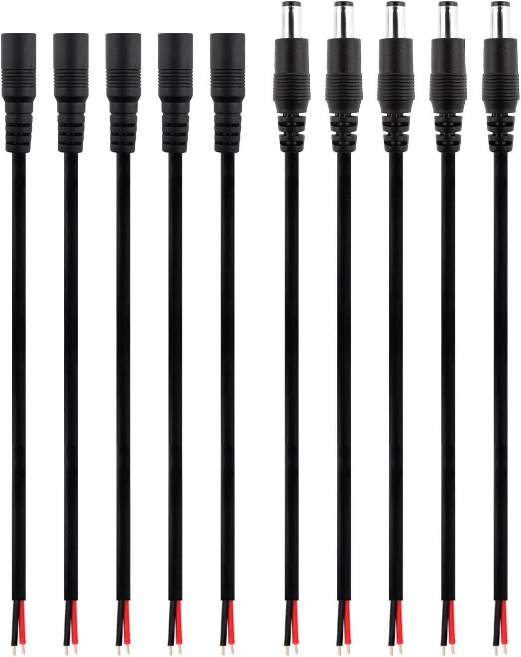 SIM&NAT DC Barrel Power Plug Pigtail Cable, 2.1Mm X 5.5Mm Male Female Barrel Jac